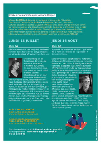 CAP PHILO Féminin/masculin, Hommage à Françoise Héritier